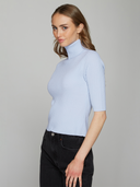 Cropped Elbow Sleeve Rib Turtleneck in Ozone