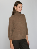 Boxy 3/4 Sleeve Turtleneck w/ Back Yoke in Brownie