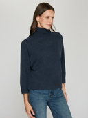 Boxy 3/4 Sleeve Turtleneck W/ Back Yoke in Oxford