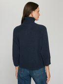 Boxy 3/4 Sleeve Turtleneck W/ Back Yoke in Oxford