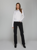 Shaker Crew w/ Contrast Piping in Chalk | Autumn Cashmere | R14394