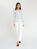 Watercolor Floral Print Crew in Heather