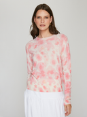 Watercolor Floral Print Crew in Pink