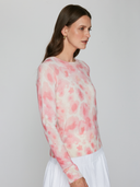 Watercolor Floral Print Crew in Pink