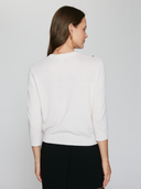 Cardigan W/ Black Ribbon in Chalk