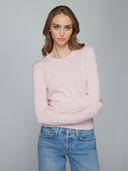 R14410 | Crew W/ Contrast Side Seam Detail in Cotton Candy/Raspberry | Autumn Cashmere