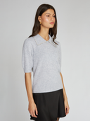 Peter Pan Collar W/ Rhinestone Trim in Cinderblock