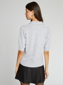 Peter Pan Collar W/ Rhinestone Trim in Cinderblock