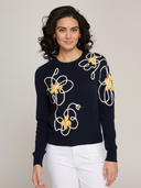 Floral Applique Crew in Navy Combo