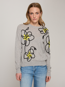 Floral Applique Crew in Sweatshirt Combo
