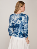 Watercolor Rose Baby Cardigan in Navy Combo