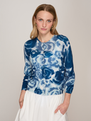 Watercolor Rose Baby Cardigan in Navy Combo