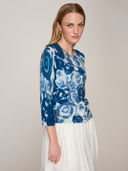 Watercolor Rose Baby Cardigan in Navy Combo