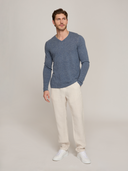 R50132 | Men’s Basic V-Neck w/ Open Bottom in Riverwash by Autumn Cashmere