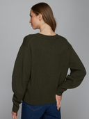 Hi Lo Pleat Sleeve Crew in Arugula