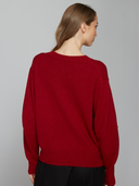 Hi Lo Pleat Sleeve Crew in Cardinal