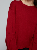 Hi Lo Pleat Sleeve Crew in Cardinal