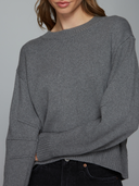 Hi Lo Pleat Sleeve Crew in Concrete