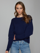 Hi Lo Pleat Sleeve Crew in Navy | Autumn Cashmere | RCP14357
