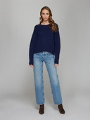 Hi Lo Pleat Sleeve Crew in Navy | Autumn Cashmere | RCP14357