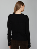 Boxy Crew w/ Contrast Yoke & Whipstitching in Black/Mulch