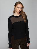 Boxy Crew w/ Contrast Yoke & Whipstitching in Black/Mulch | Autumn Cashmere | RCP14372