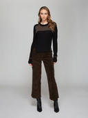Boxy Crew w/ Contrast Yoke & Whipstitching in Black/Mulch | Autumn Cashmere | RCP14372