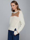 Boxy Crew w/ Contrast Yoke & Whipstitching in Vanilla/Camel