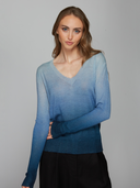 Ombre Print Distressed Edge V-Neck in Raw Denim | Autumn Cashmere | RFC14238