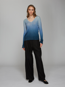 Ombre Print Distressed Edge V-Neck in Raw Denim | Autumn Cashmere | RFC14238