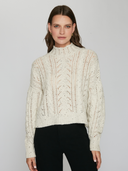 Blouson Sleeve Cable Crew in Domino