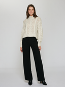 Blouson Sleeve Cable Crew in Domino