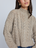 Blouson Sleeve Cable Crew in Gravel