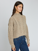 Blouson Sleeve Cable Crew in Gravel