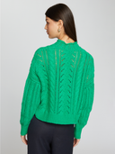 Blouson Sleeve Cable Crew in Leprechaun