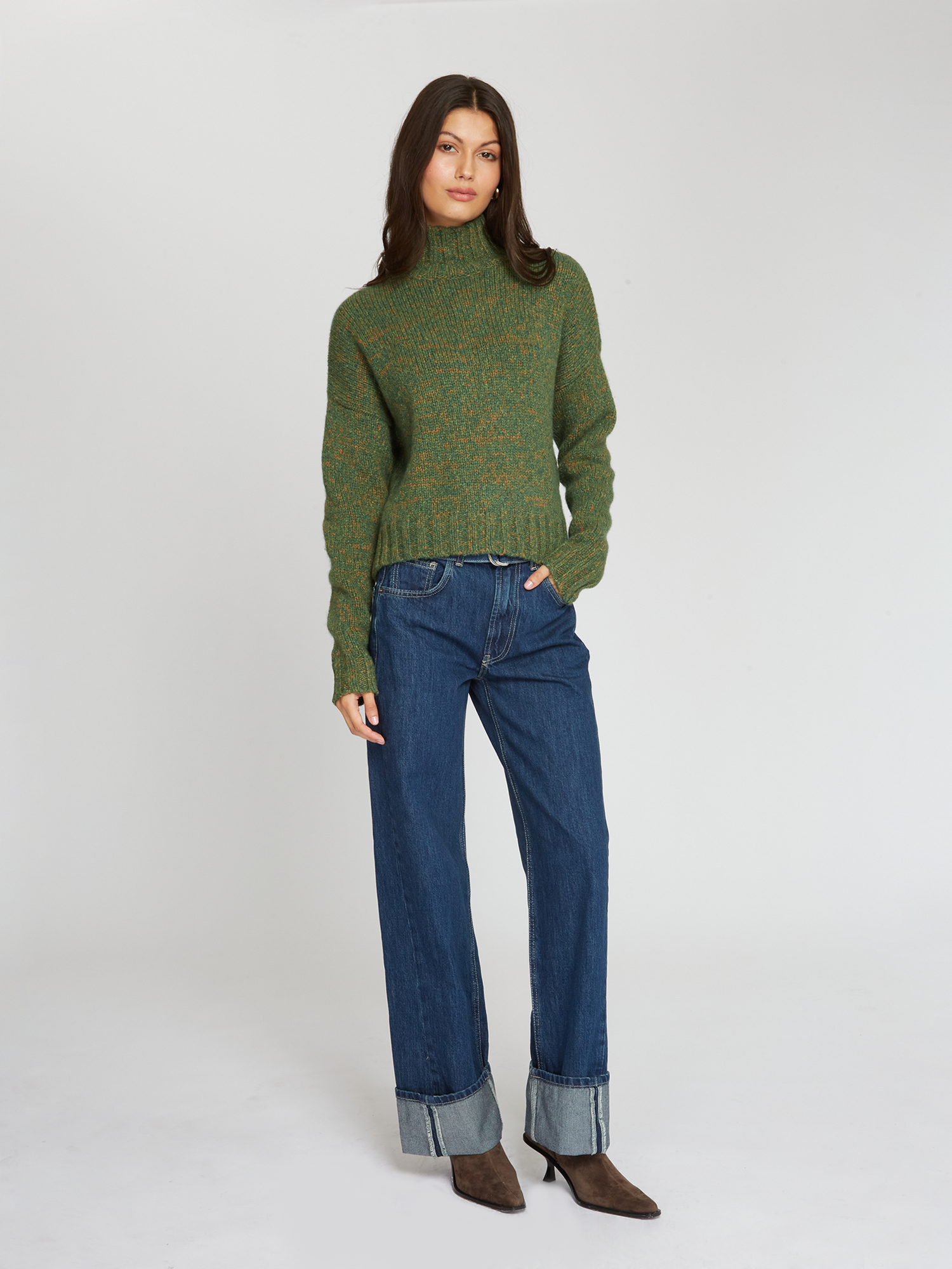 Cropped Chunky Mock w/ Space Dye | Autumn Cashmere