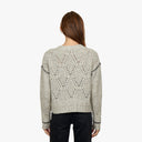 Shaker V-Neck Cardi W/ Diamond in Pebble/Pepper