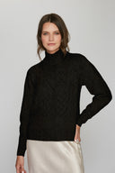 Pointelle Mock Neck in Pumpernickel