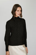 Pointelle Mock Neck in Pumpernickel