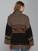 Southwest Fringed Shawl Collar Throw in Black Neutral