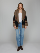 Southwest Fringed Shawl Collar Throw in Black Neutral