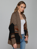 Southwest Fringed Shawl Collar Throw in Black Neutral