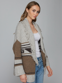 Southwest Fringed Shawl Collar Throw in Brownie Neutral