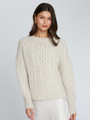 Fisherman Cable Crew with Pleat Sleeve in Mojave