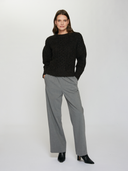 Fisherman Cable Crew with Pleat Sleeve in Pumpernickel