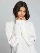 Chunky Balloon Sleeve Cable Mock in Snow Multi