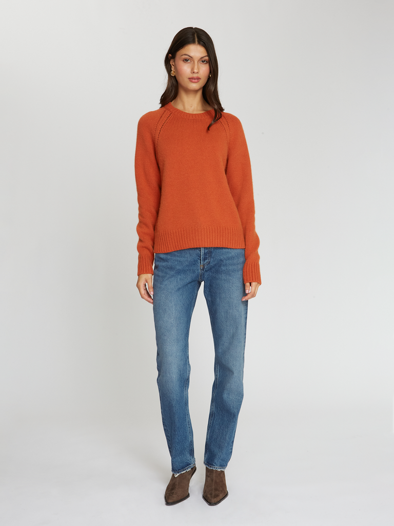RH13446 | Relaxed Open Raglan Crew in Henna | Autumn Cashmere