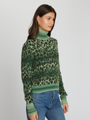 Leopard Space Dye Turtleneck in Greenery Combo