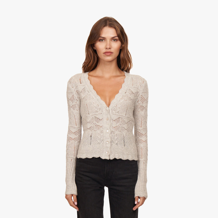 autumn cashmere Open Pointelle Sequin V-Neck Cardigan Flash Sales