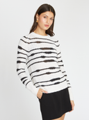 Striped Raglan Crew in Pure White/Black